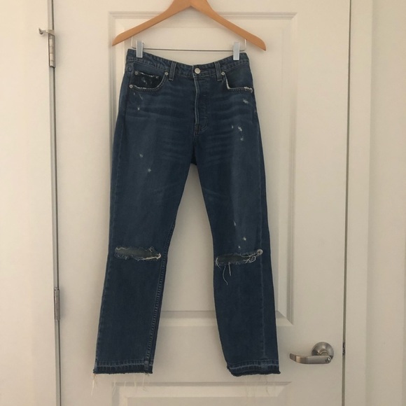 Reformation Distressed Mid Rise Slim Jeans Celtic Wash - Picture 9 of 14